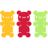 3 bunte Gummibaerchen