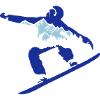 Snowboard, snowboarder and mountains