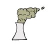 Centrale électrique, cheminée, fumée, pollution