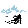 Skiers and mountains, skiing