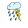 Storm cloud, rain, cartoon