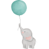 Baby elephant with balloon
