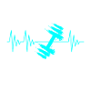 Dumbbell heartbeat water blue