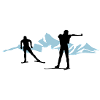 Biathlon - biathletes and mountains