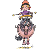 Thelwell Rider Balancing On Cute Horse