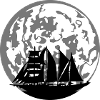 Moon silhouette sailing ship