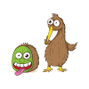 Oiseau kiwi et fruit kiwi