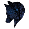 Wolf in the night sky