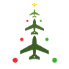 Kerstboom, vliegtuigen en positielichten