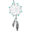 Dreamcatcher with pearls and feather. Turquoise.