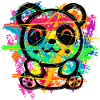 Panda Bear (Colourful Stripes)