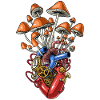 Steampunk Magic Mushrooms Heart