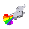 Éléphant blague illustration comique arc-en-ciel