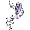 Music, clef with retro microphone
