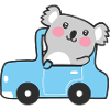 Koala in a Tiny Blue Car