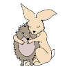 Rabbit and hedgehog, hug, love