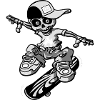Skeleton and skateboard flex