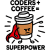 Coders + coffee = superpower (superhero) light