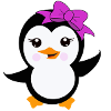 Penguin with a purple bow