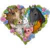 Animals and flower heart