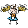 Kellnerin im Dirndl mit Biertablett