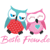 Beste Freunde Eulen rosa