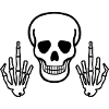 Skull & Middle Finger, 2 coloured