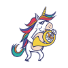 L'unicorno suona lo strumento musicale di corno francese