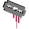 Rasierklinge mit Herz und Blut
