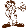 cool clown with thumbs up