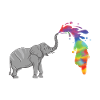 Éléphant fontaine colorée