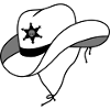 Sheriff hat med lille kranium på sheriff stjerne