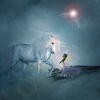 Wunderbares Einhorn mit Fee