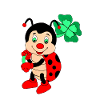 Ladybug with shamrock, hand-painted