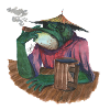 Smoking frog in the tabern