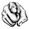 Index finger points at you