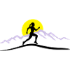 Running Woman, Runner & Mountains & Sun