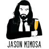 Jason Momoa con in mano una mimosa - parodia