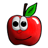 Apple with face graphic