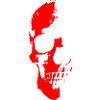 skull half red white
