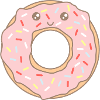 Sweet cute sweet eating donut with face