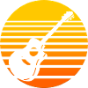 Retro sunset with guitar design