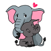 Loving family elephant