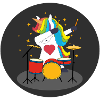 Dabbing Einhorn mit Schlagzeug