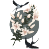 Swallows and lilies