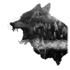 Wolf-Bear Double exposure surreal animal
