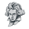 Beethoven face bust with Beethoven composer
