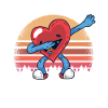 Dabbing Heart Funny retro