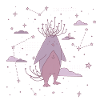 Purple penguin among the stars