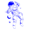 Astronaut floating blue